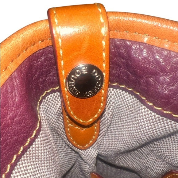 EUC Dooney & Bourke Pebble Grain Leather Convertible Shopper Tote Bag Eggplant - Picture 10 of 11